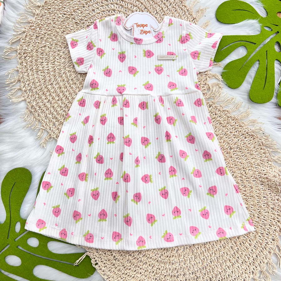  Vestido Canelado Off White Moranguinhos